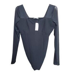 Abercrombie & Fitch Sweeheart Neck Mesh Sleeve Bodysuit Size XL NWT